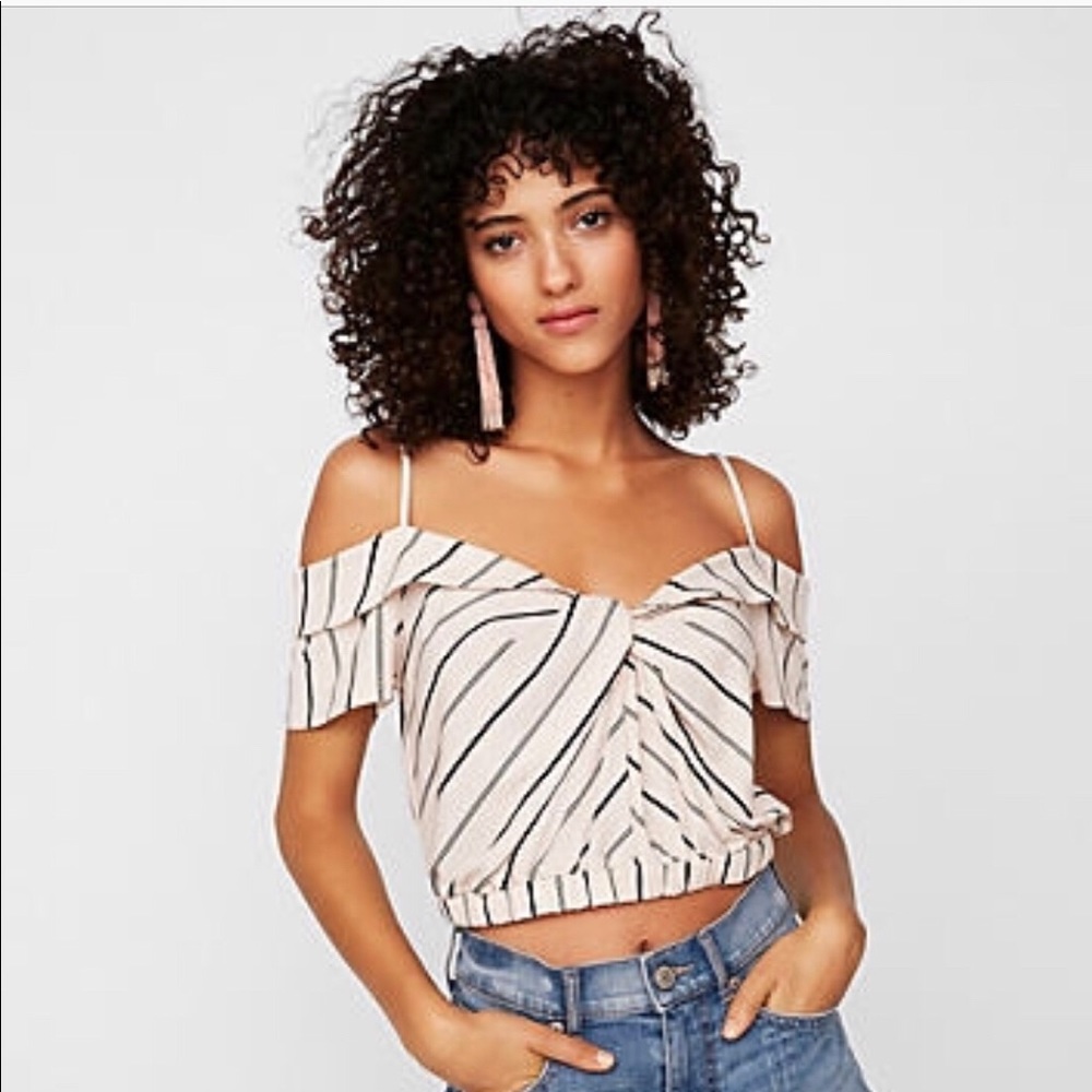 Striped Abbreviated Banded Hem Top